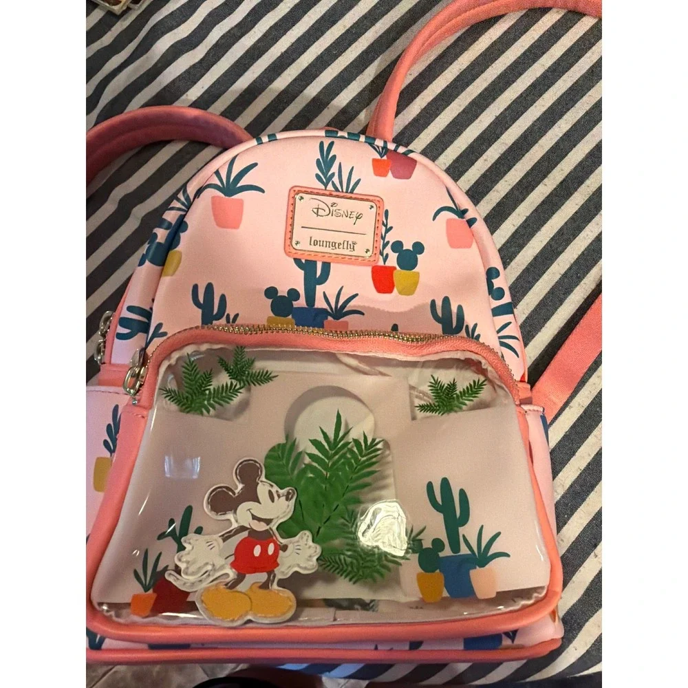 Disney Loungefly Mickey Mouse Desert Cactus Succulent Pink Mini Backpack 2021